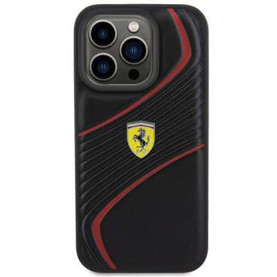 Ferrari Twist Metal Logo case for iPhone 15 Pro - black