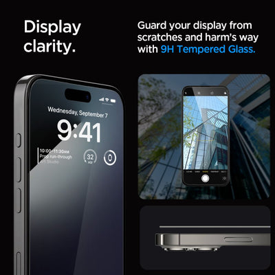Spigen Glas.tR EZ Fit FC Tempered Glass for iPhone 15 Pro - Black 2 pcs.