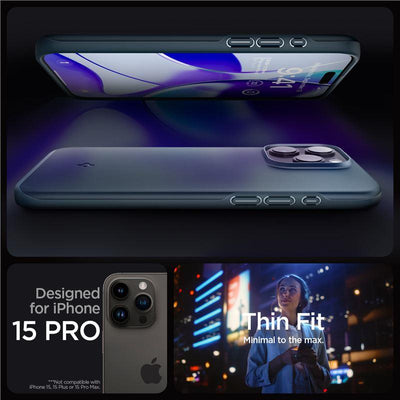 Spigen Thin Fit iPhone 15 Pro Case - Navy Blue
