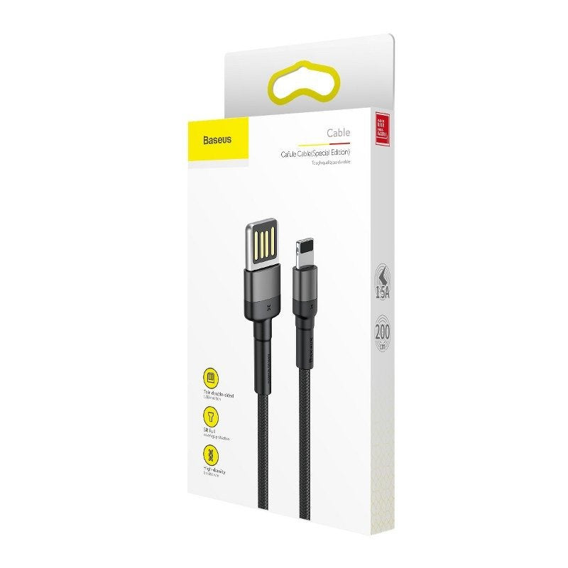 Baseus Cafule Double-sided USB Lightning Cable 1.5A 2m (Gray+Black) - Product Image 5