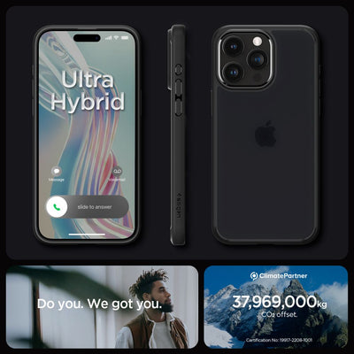 Spigen Ultra Hybrid iPhone 15 Pro Case - Clear Black
