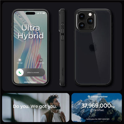 Spigen Ultra Hybrid iPhone 15 Pro Max Case - Clear Black