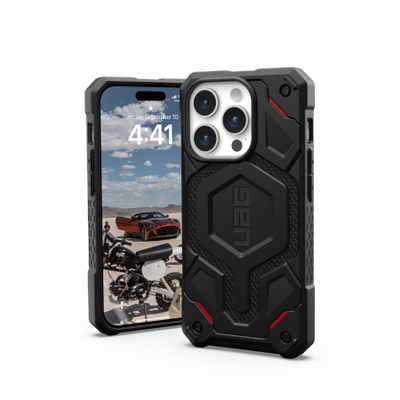 UAG Monarch Pro case with MagSafe for iPhone 15 Pro - black kevlar