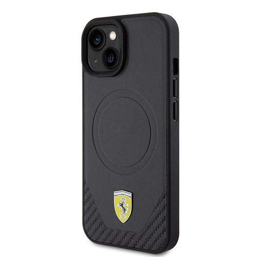 Ferrari FEHMP15SPTEK iPhone 15 6.1" black/black hardcase Carbon Metal Logo MagSafe