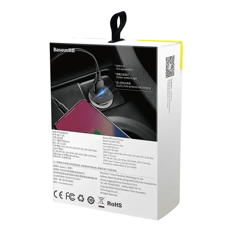 Ładowarka samochodowa Baseus Square PPS QC4.0 / PD3.0 5A 30W (czarna) - Product Image 6