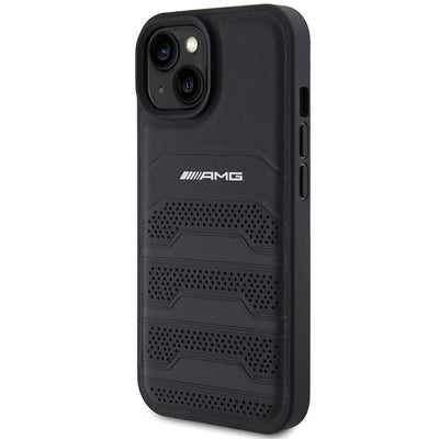 AMG Leather Debossed Lines case for iPhone 15 Plus - black — Mercedes