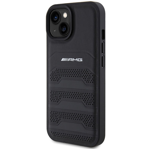 AMG Leather Debossed Lines case for iPhone 15 Plus - black — Mercedes