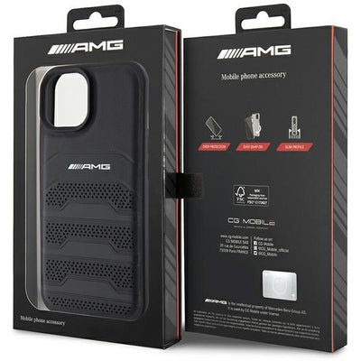 AMG Leather Debossed Lines case for iPhone 15 Plus - black — Mercedes