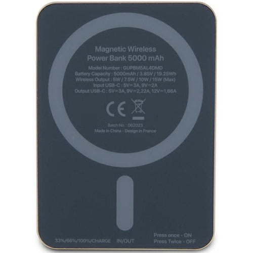 Guess MagSafe 4G Strassed Metal Logo induction power bank 15W 5000mAh - gold