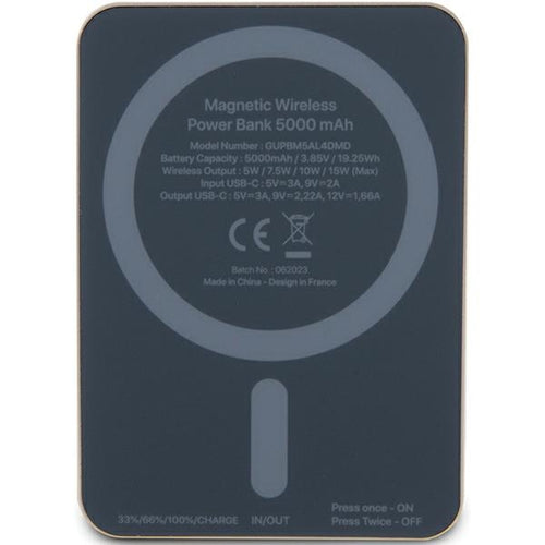 Guess MagSafe Metal Script Logo induction power bank 15W 5000mAh - gold