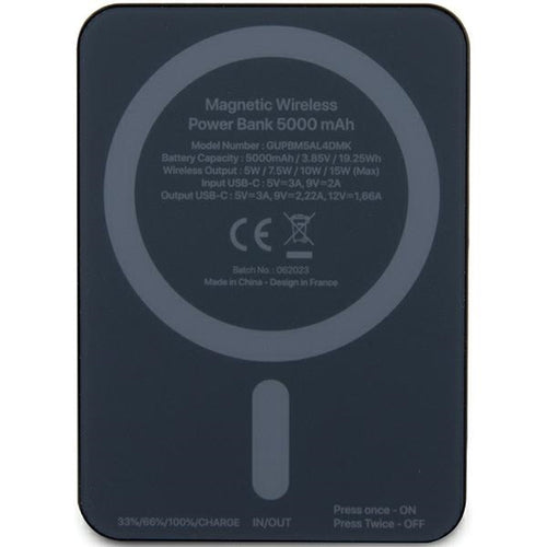 Guess MagSafe Metal Script Logo induction power bank 15W 5000mAh - black