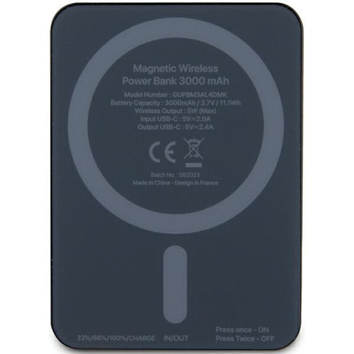 Guess MagSafe 4G Strassed Metal Logo induction power bank 5W 3000mAh - black