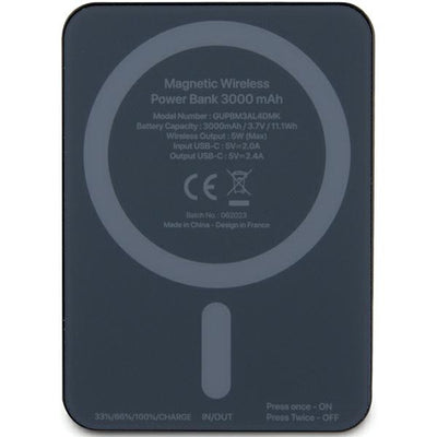 Guess MagSafe Metal Script Logo induction power bank 5W 3000mAh - black