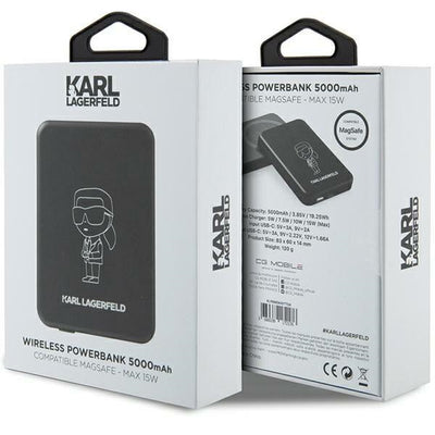 Karl Lagerfeld NFT Outline Ikonik MagSafe 5000mAh induction power bank - black