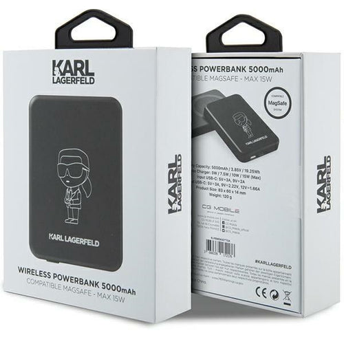 Karl Lagerfeld NFT Outline Ikonik MagSafe 5000mAh induction power bank - black