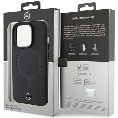 Mercedes Smooth Leather MagSafe case for iPhone 15 Pro - black