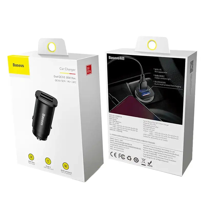 Ładowarka samochodowa Baseus Square 2xUSB QC3.0 5A 30W (czarna) - Product Image 7