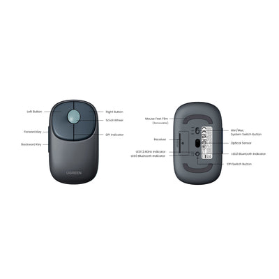 Ugreen MU102 FUN+ Bluetooth / 2.4 GHz Wireless Mouse - Black