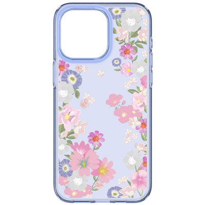 Spigen Liquid Crystal iPhone 15 Pro Case - Pink and Blue Flowers