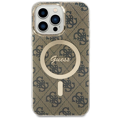 Guess IML 4G MagSafe Case for iPhone 15 Pro Max - Brown