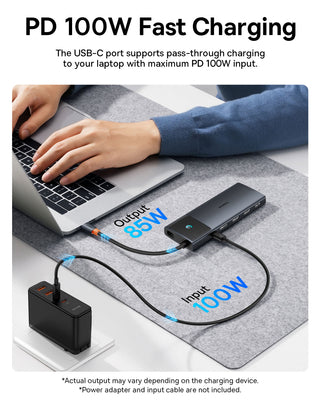 Basesu Metal Gleam Series II 11 in 1 Hub USB-A/USB-C PD/HDMI/DP/RJ45/SD/TF - black — Baseus
