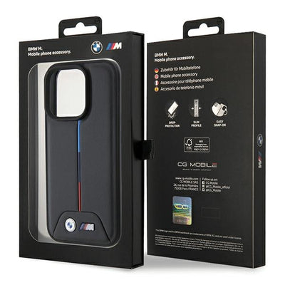 BMW Quilted Tricolor iPhone 15 Pro Case - Black