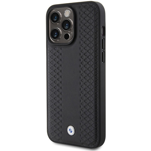 BMW Leather Diamond Pattern case for iPhone 15 Pro Max - black