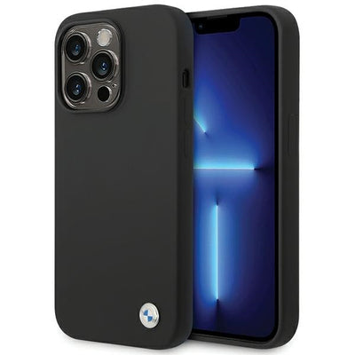 BMW Silicone Metal Logo iPhone 15 Pro Max Case - Black