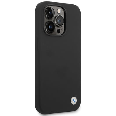 BMW Silicone Metal Logo iPhone 15 Pro Max Case - Black