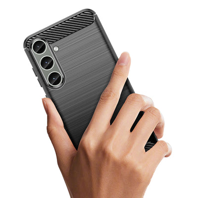 Case for Carbon Case Samsung Galaxy S24+ flexible silicone carbon cover - black — Hurtel