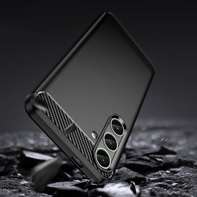 Case for Carbon Case Samsung Galaxy S24+ flexible silicone carbon cover - black — Hurtel