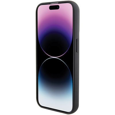 Karl Lagerfeld Gripstand Saffiano Choupette Pins case for iPhone 14 Pro Max - black