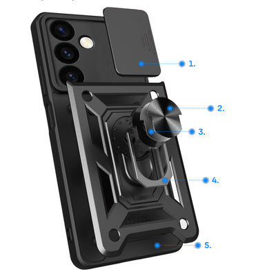 Hybrid Armor Camshield armored case for Samsung Galaxy S24+ with camera cover - black — Hurtel
