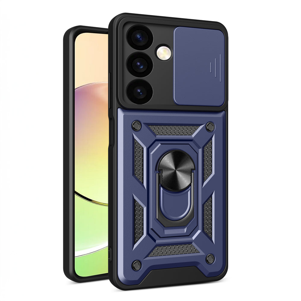 Hybrid Armor Camshield armored case for Samsung Galaxy S24+ with camera cover - blue — Hurtel
