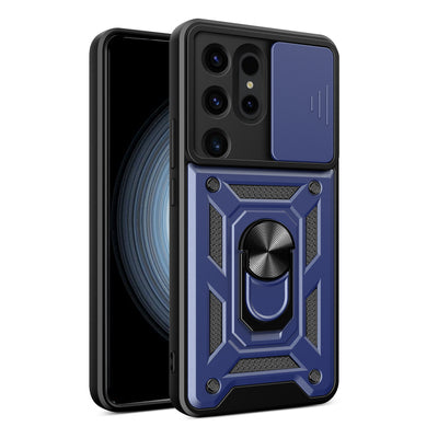 Hybrid Armor Camshield case for Samsung Galaxy S24 Ultra armored with camera cover - blue — Hurtel