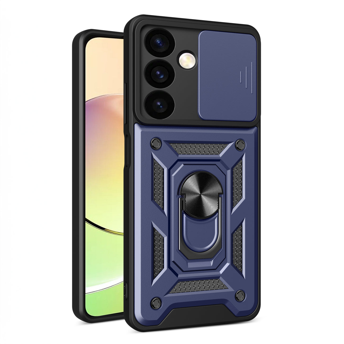 Hybrid Armor Camshield case for Xiaomi POCO C65 / Redmi 13C armored case with camera cover - blue — Hurtel