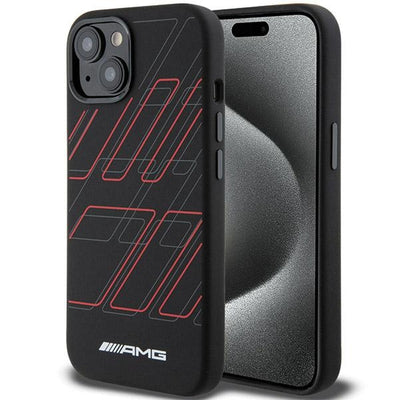 AMG Silicone Large Rhombuses Pattern MagSafe Case for iPhone 15/14/13 - Black — Mercedes