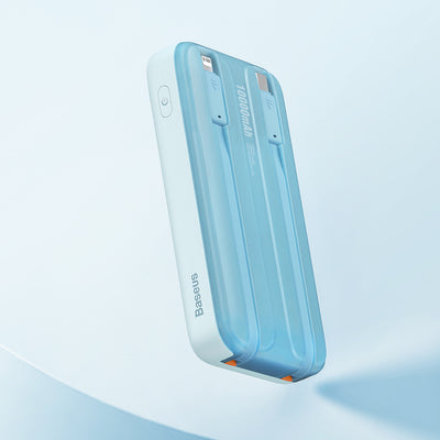 Baseus Comet Series powerbank with display 10000mAh 22.5W - blue + USB-A - USB-C cable 0.3m - white