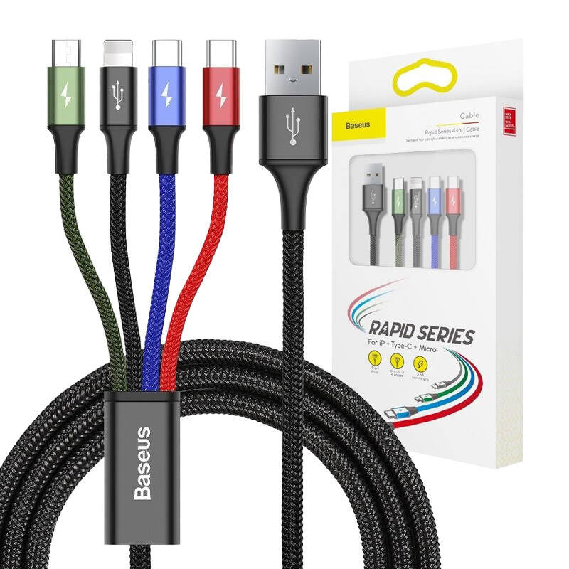 Baseus Fast USB Cable 4in1 2xUSB-C / Lightning / Micro 3,5A 1,2m - Black - Product Image 7