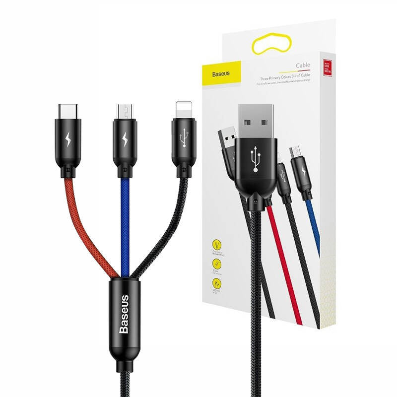 Baseus Rapid USB Cable 3in1 Type C / Lightning / Micro 3A 1,2M - Black - Product Image 14