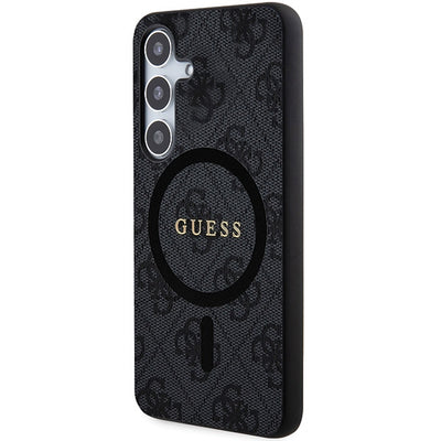 Guess 4G Collection Leather Metal Logo MagSafe Case for Samsung Galaxy S24+ - Black