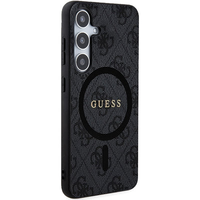 Guess 4G Collection Leather Metal Logo MagSafe Case for Samsung Galaxy S24+ - Black