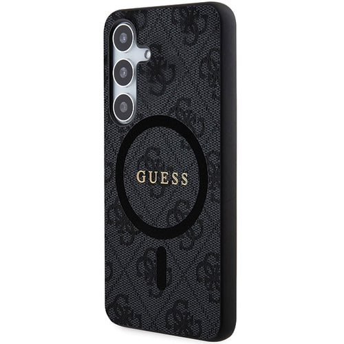 Guess 4G Collection Leather Metal Logo MagSafe Case for Samsung Galaxy S24 - Black