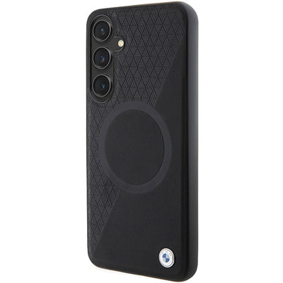 BMW BMHMS24M23RTPK S24+ S926 black/black hardcase Signature Leather Half Textured & Circle MagSafe