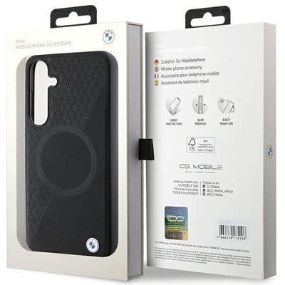 BMW BMHMS24M23RTPK S24+ S926 black/black hardcase Signature Leather Half Textured & Circle MagSafe