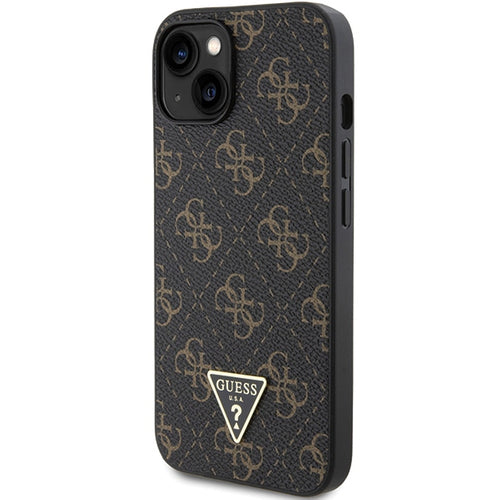 Guess 4G Triangle Metal Logo Case for iPhone 14/15/13 - Black