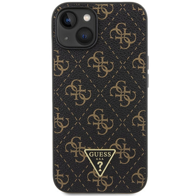 Guess 4G Triangle Metal Logo Case for iPhone 14/15/13 - Black