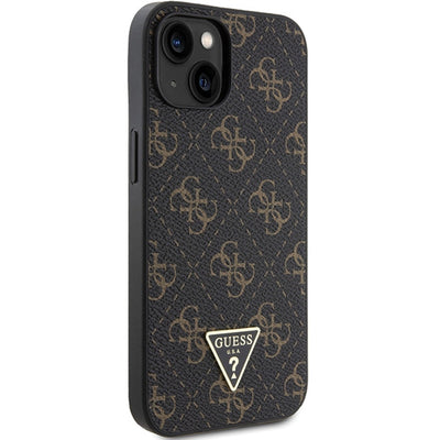 Guess 4G Triangle Metal Logo Case for iPhone 14/15/13 - Black