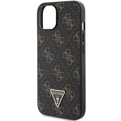 Guess 4G Triangle Metal Logo Case for iPhone 14/15/13 - Black
