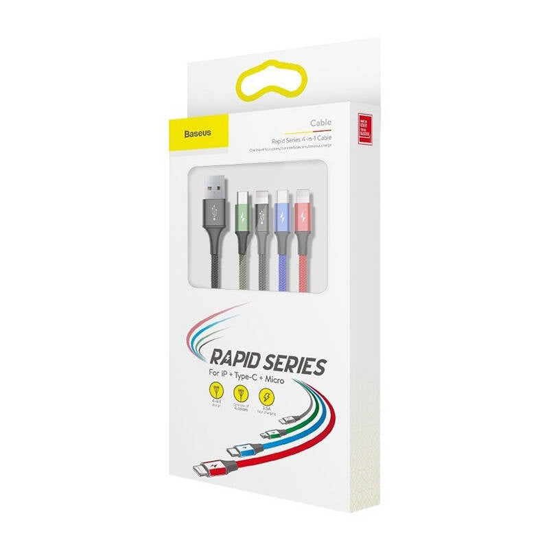 Baseus Fast USB cable 4in1 USB-C / 2x Lightning / Micro 3,5A 1,2m - black - Product Image 3